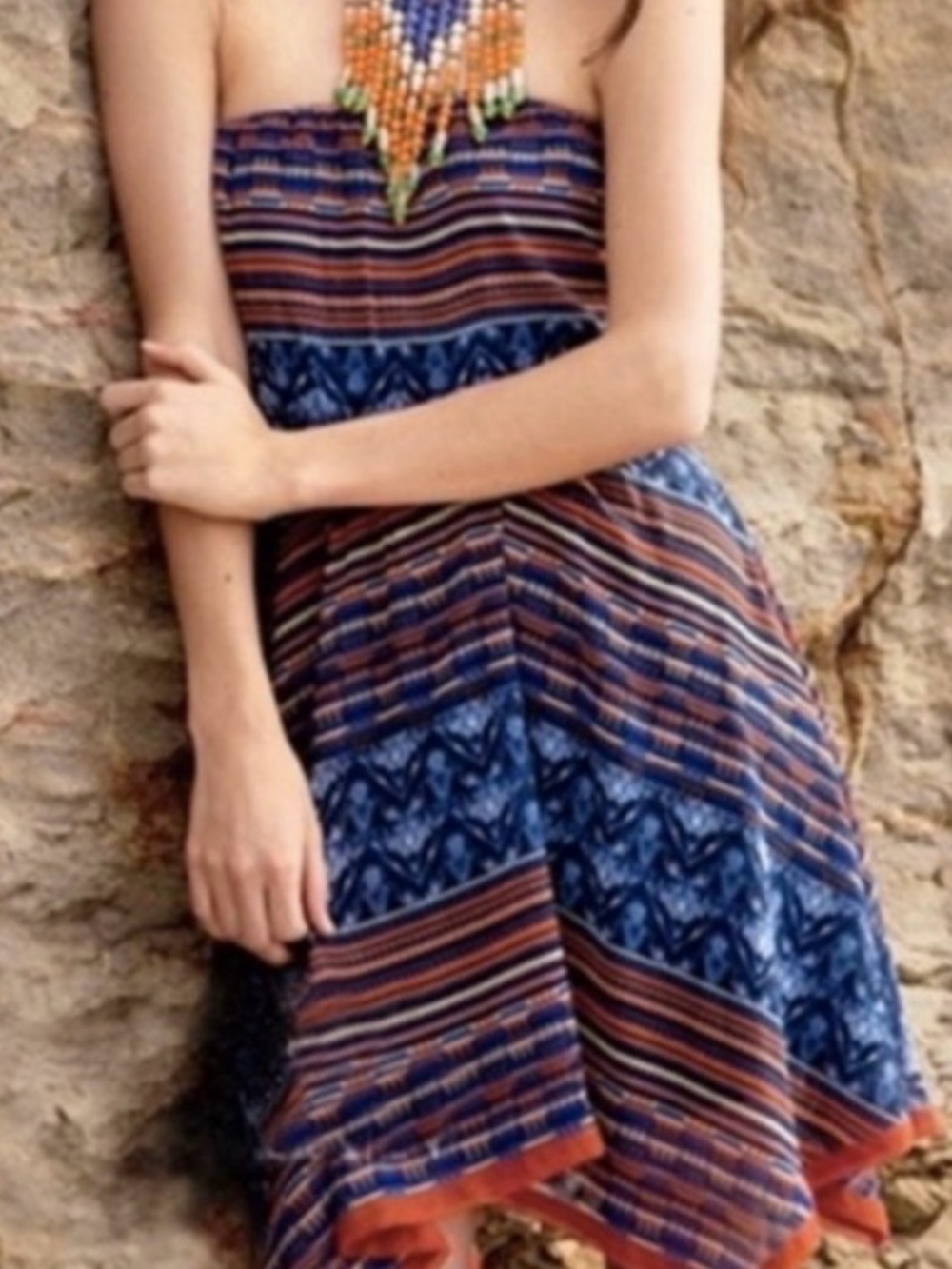 Women’s Anthropologie Maeve Bohemian Strapless Bandana Urcos Lined Dress, S
